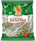 Babaevskiy Chocolate "Belochka“ Chocolate-nut praline with the addition of crushed hazelnuts.
