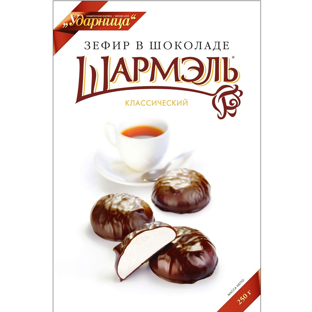 ЗЕФИР «ШАРМЕЛЬ», ГЛАЗИРОВАННЫЙ ТЕМНЫМ ШОКОЛАДОМ 